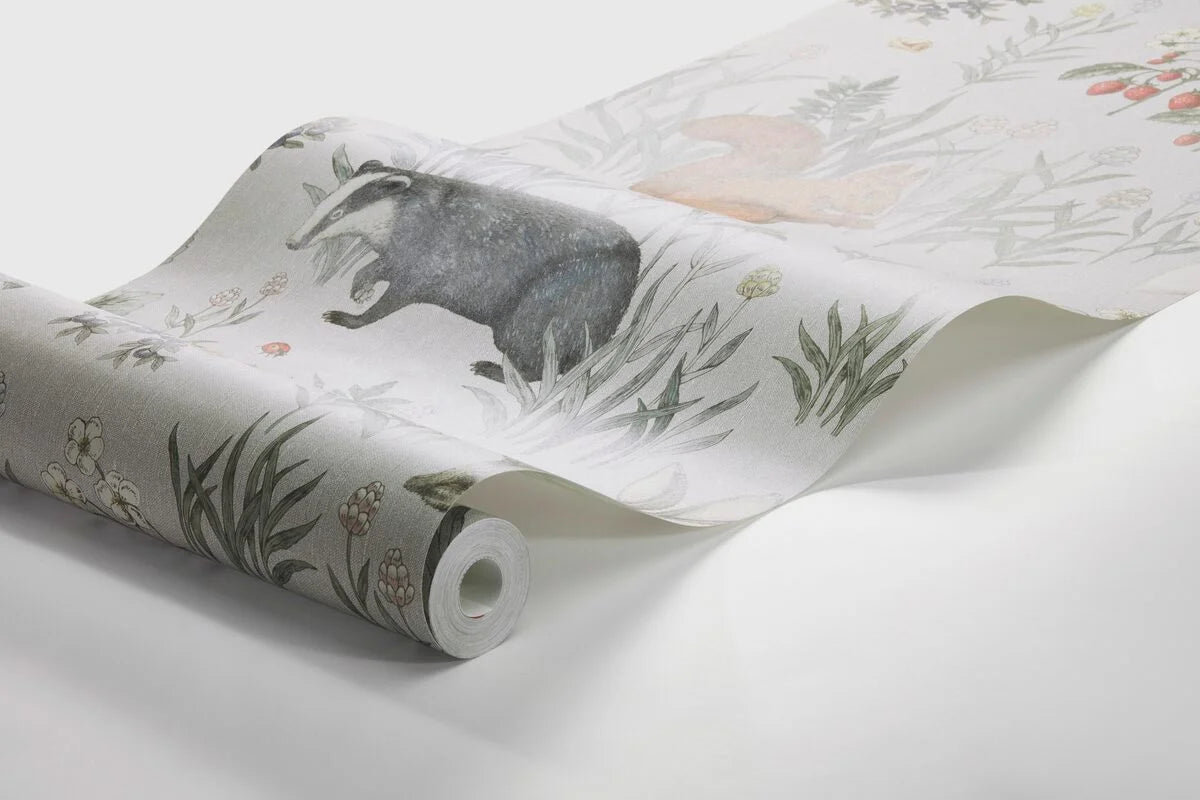 Children's mural with animal theme FOREST FRIENDS in blue