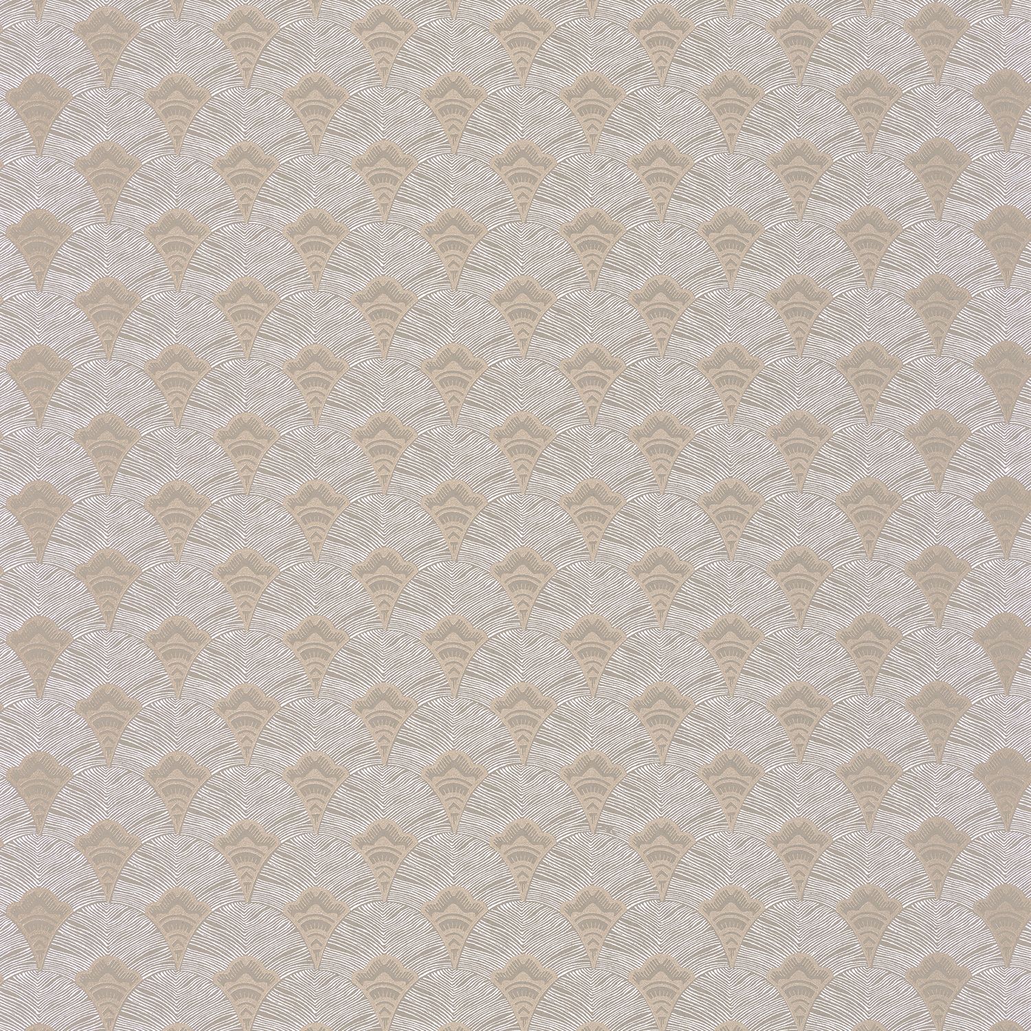 Structural wallpaper with an abstract fan pattern ADENIUM - GREGE light gray with gold