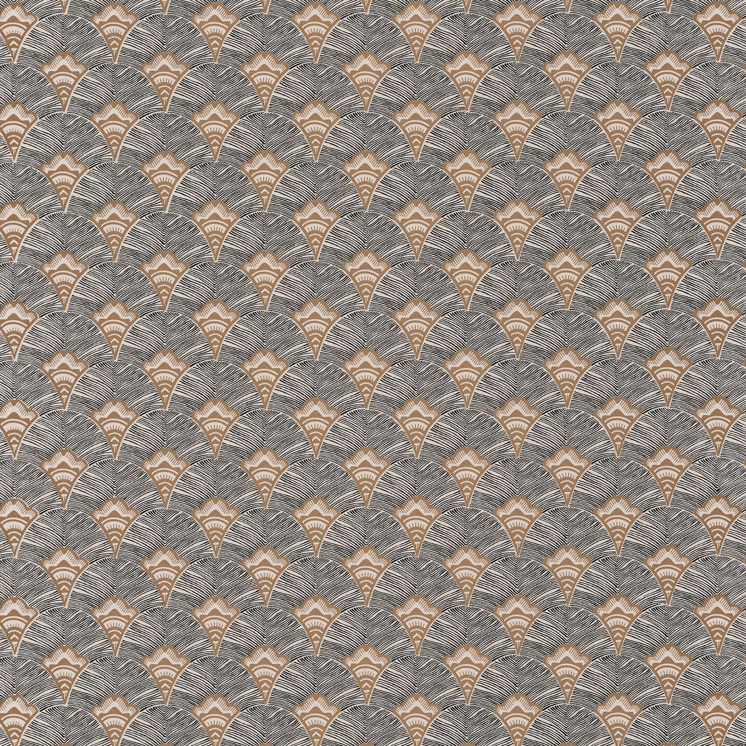 Strukturální tapeta s abstraktním vzorem vějířů ADENIUM - MORDORE šedá se zlatou