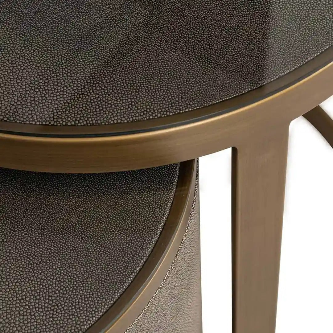 BLOOMVILLE brown side table set with gold