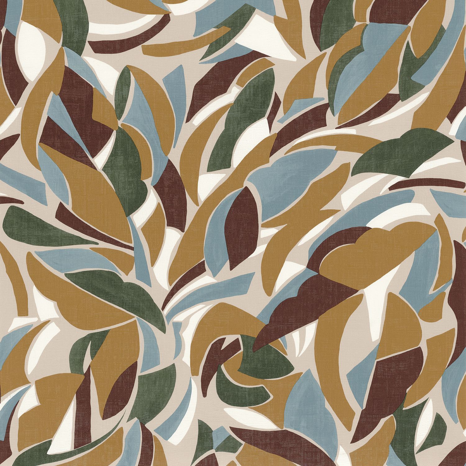 Tapeta se strukturovaným abstraktním vzorem s geometrickým motivem COLLAGE - GREGE/MOUTARDE zelená s hořčicovou