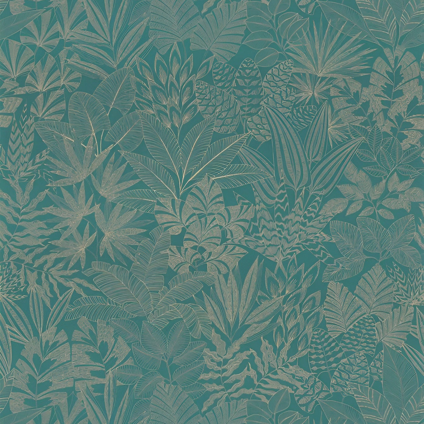 Plant motif wallpaper DOUM - EMERALD/GOLD emerald with gold