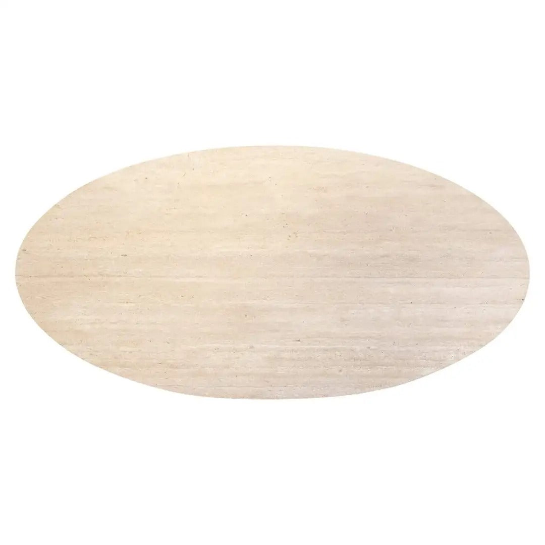 AVALON oval table travertine with a brown base