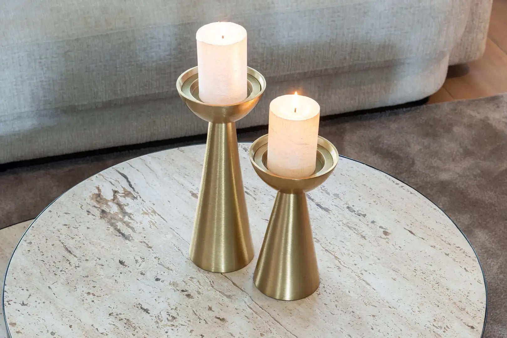 Konferenční stolek AVALON travertin s hnědým podstavcem