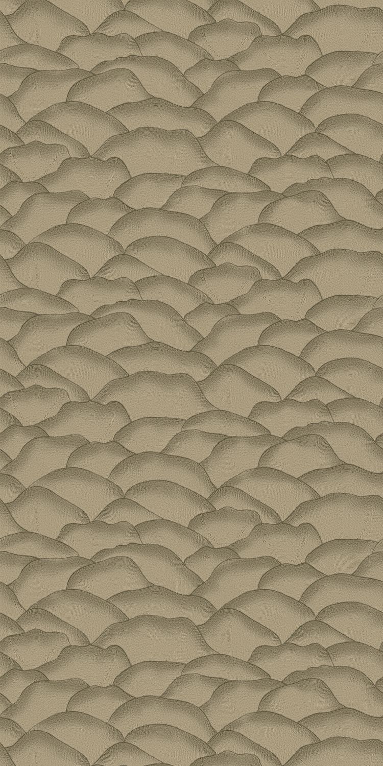 Textured wallpaper resembling fabric with an abstract wave pattern ONDULA khaki