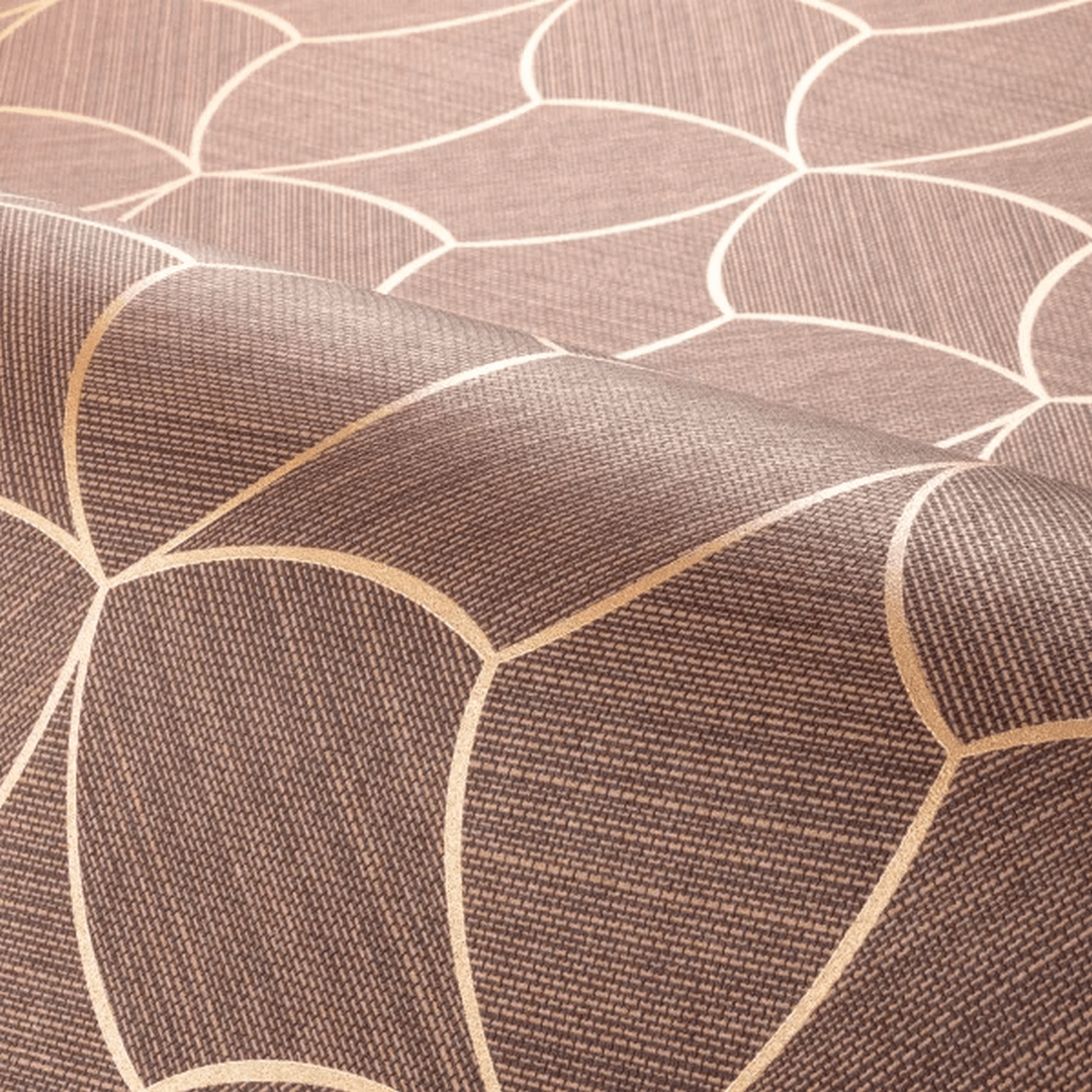 Structural wallpaper mimicking a woven texture with a metallic effect TRESSANA - PURPLE/BRONZE brown