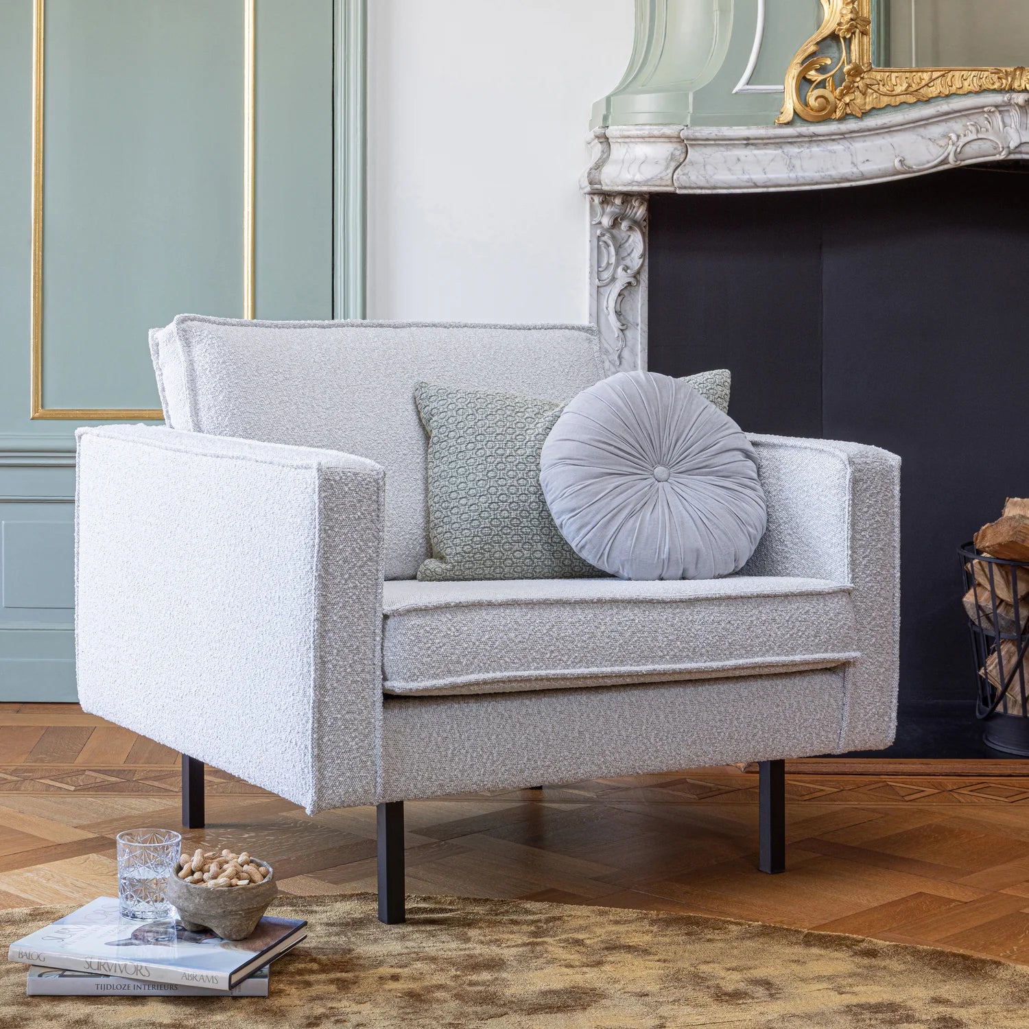 Křeslo RODEO krémový bouclé