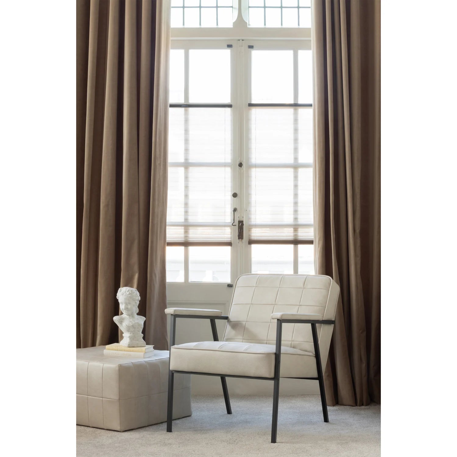 Pouf patchwork gray -eco -leather