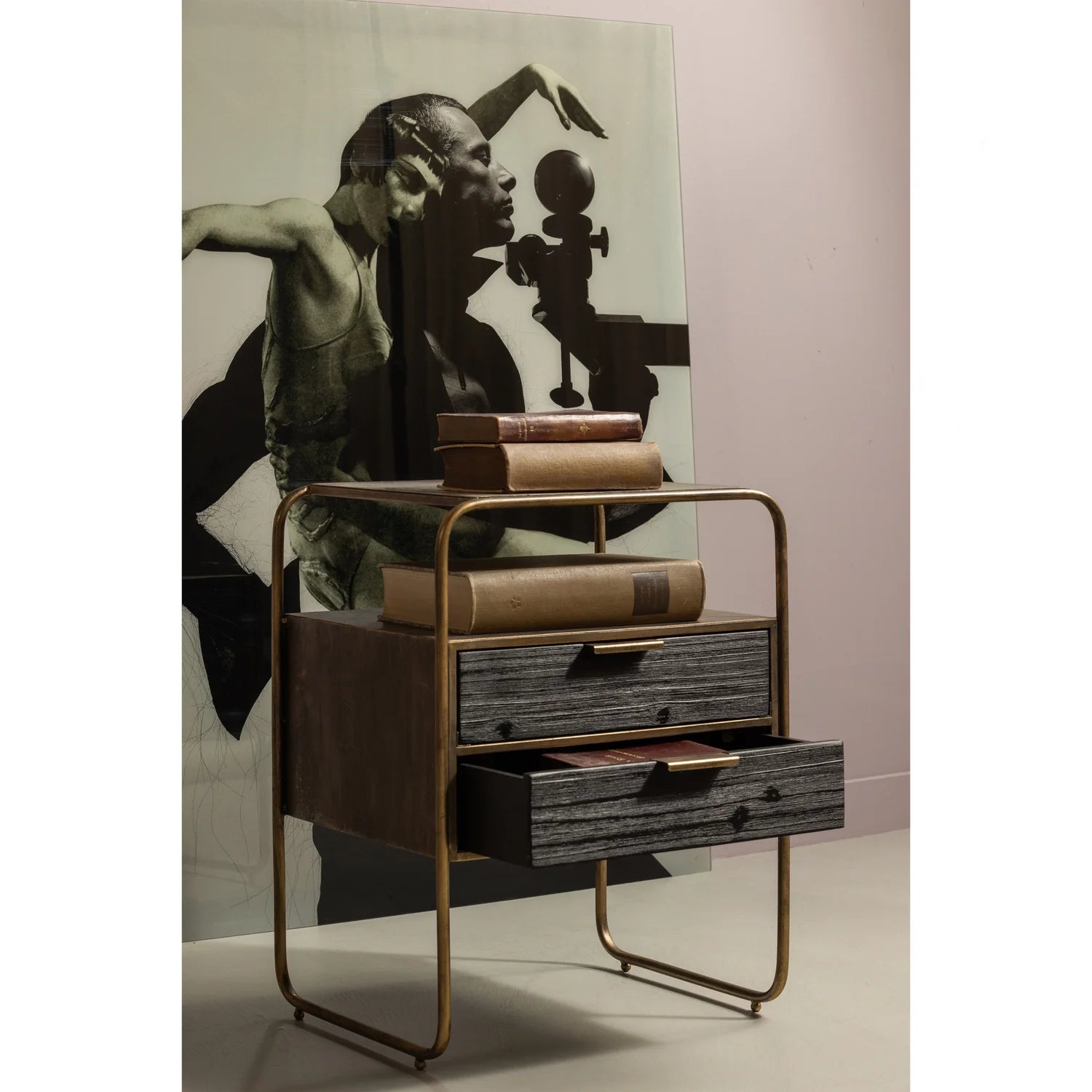 Polite night cabinet ancient brass