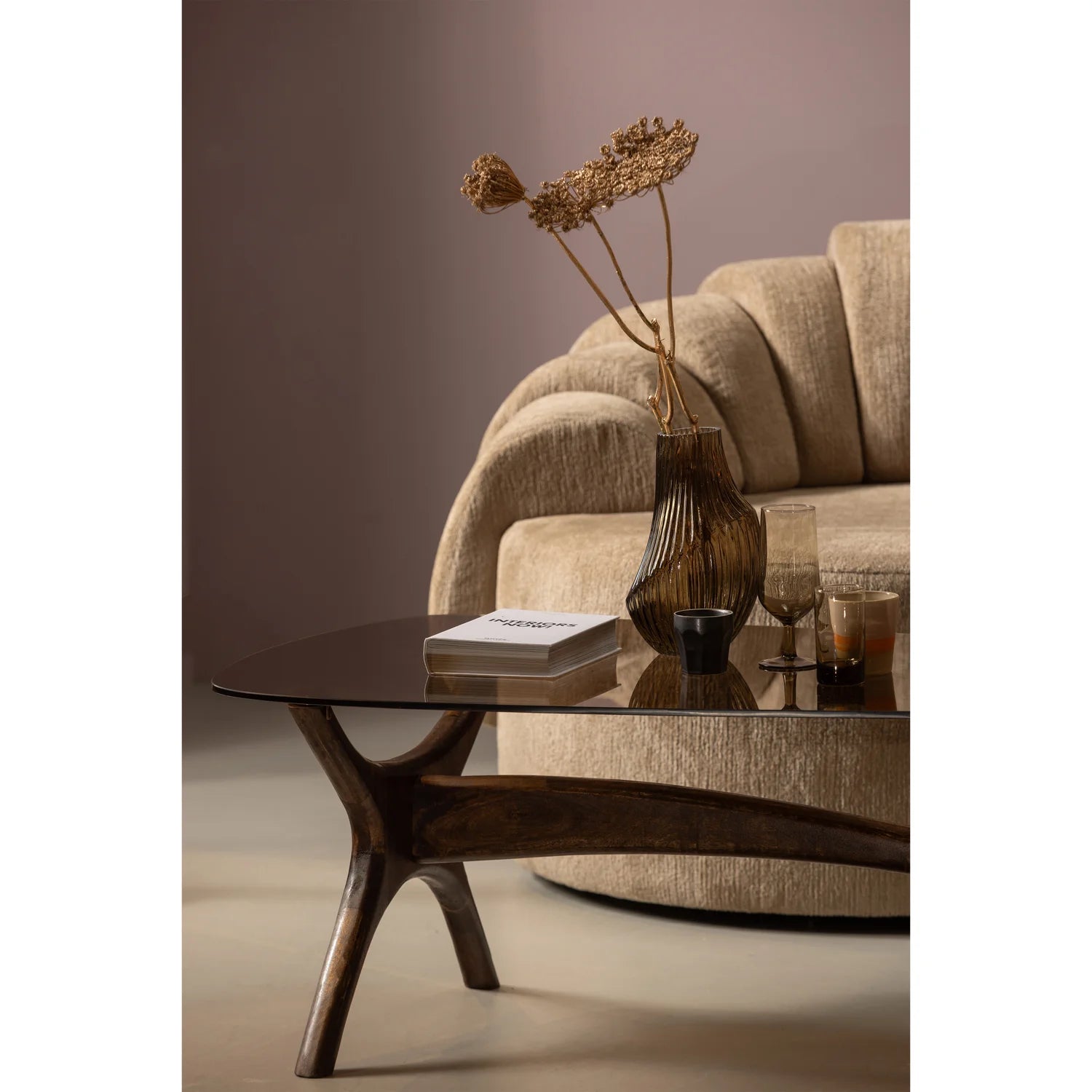 Flash coffee table Dewno mango and glass