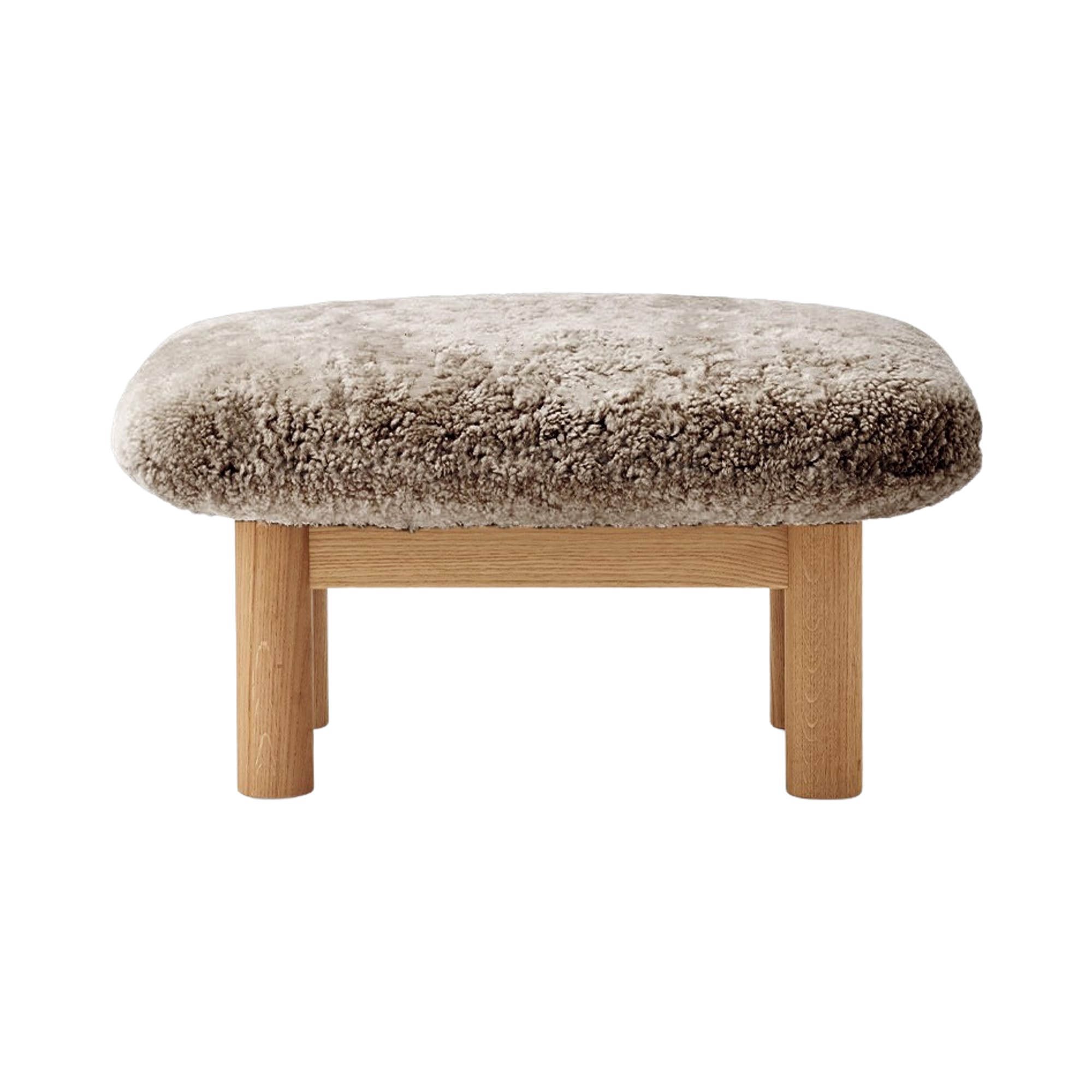BRASILIA footstool beige sheep leather with oak base