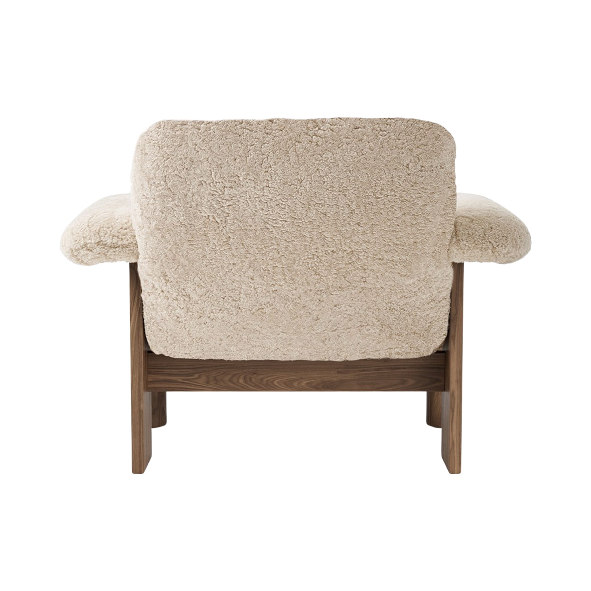 BRASILIA Armchair in Sheepskin with Walnut Base