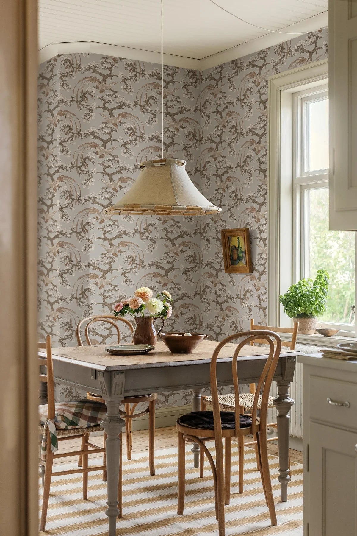 FENIX Wallpaper with Plant and Animal Motif in Muted Beige