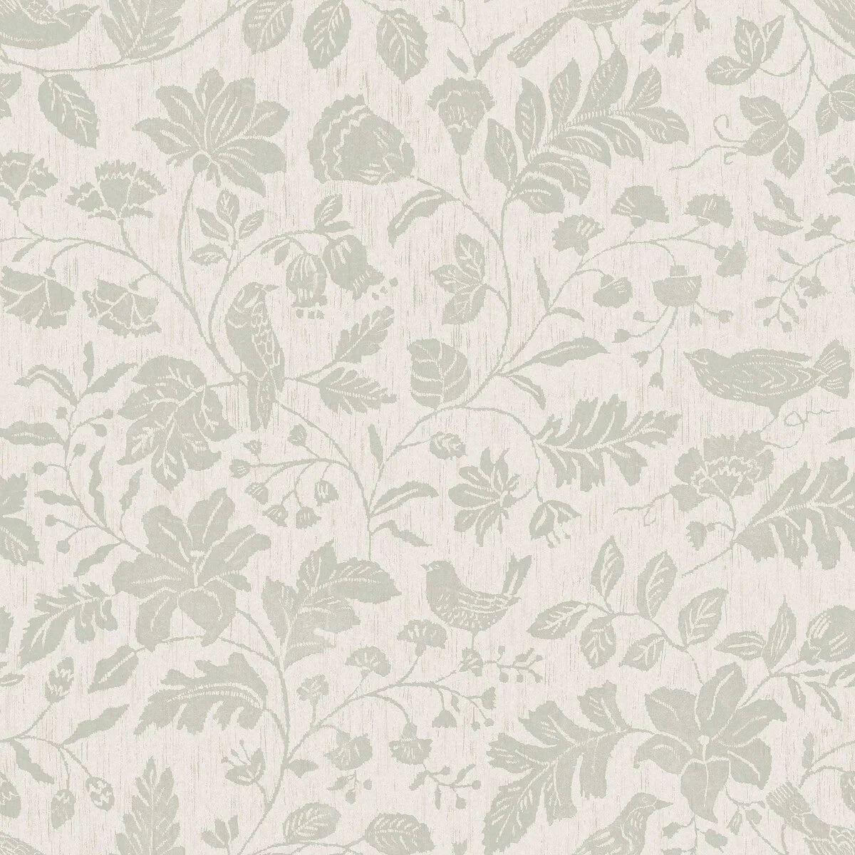 ISIDOR White and Gray Floral and Animal Motif Wallpaper
