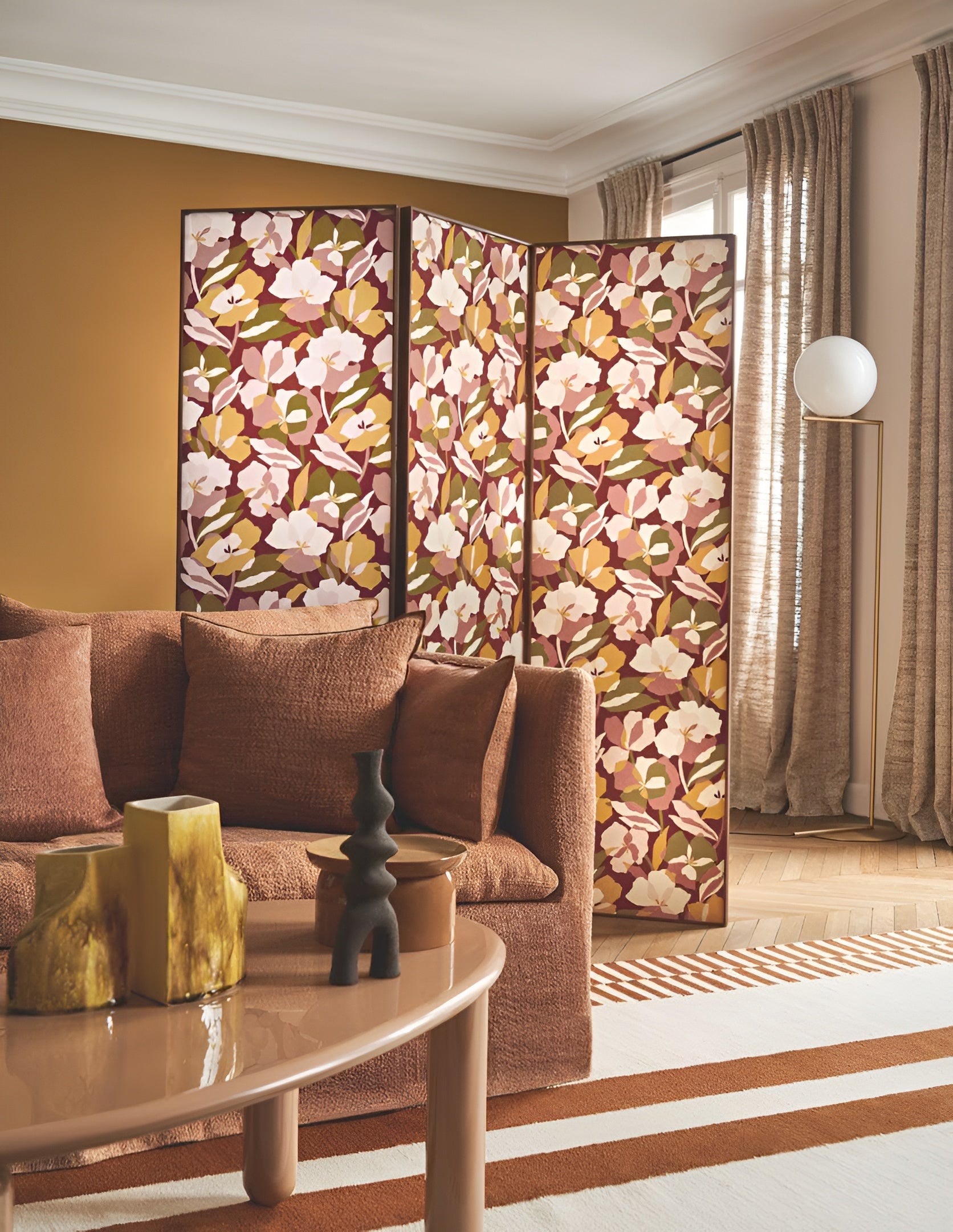 Amaryllis Floral Pattern Wallpaper - Garnet/Blush Burgundy with Pink