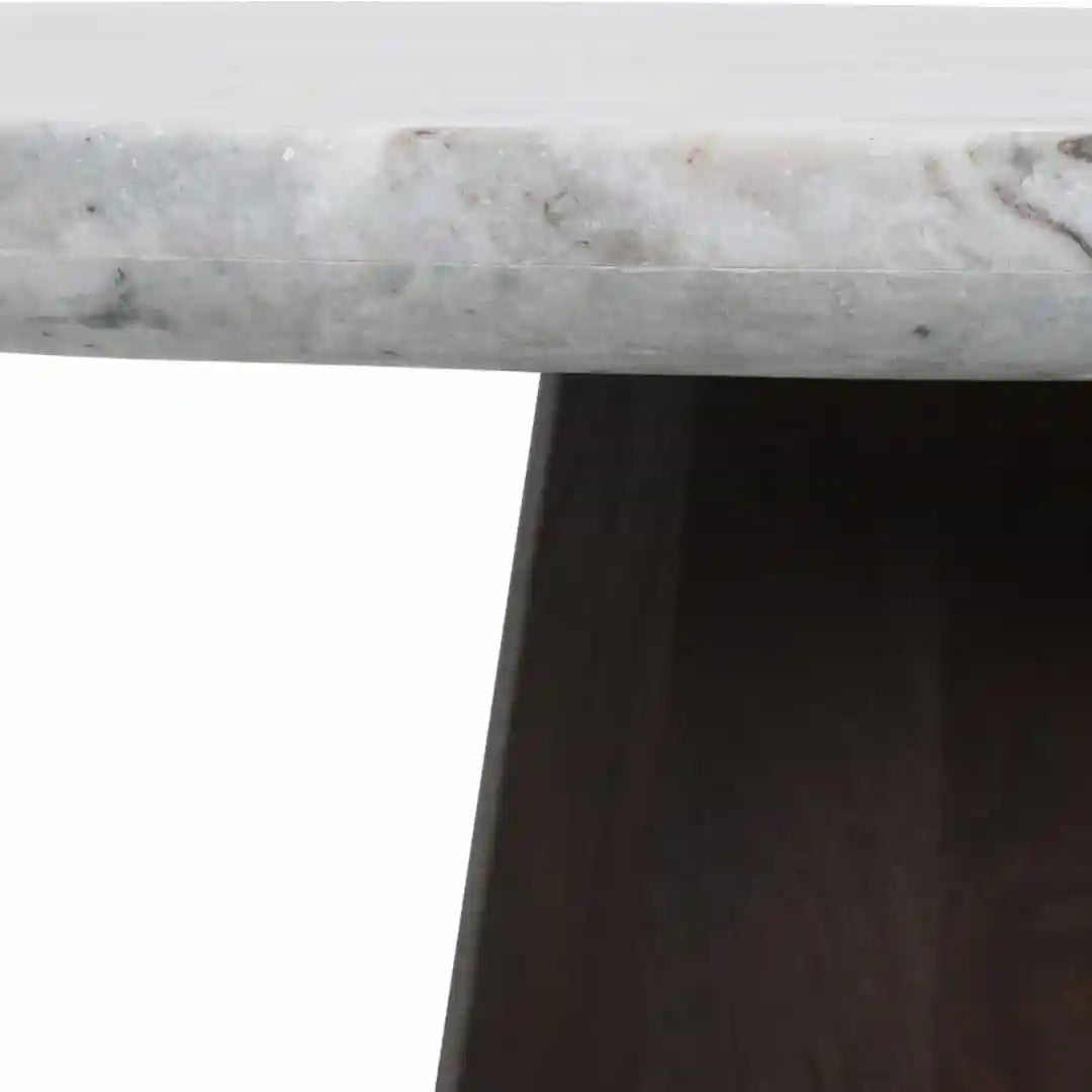 Kulatý stůl OBEROY mramor s hnědým mangovým dřevem