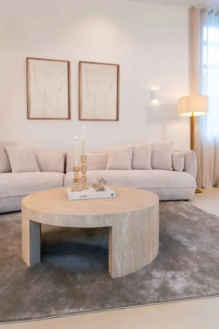 BILTMORE round coffee table beige travertine