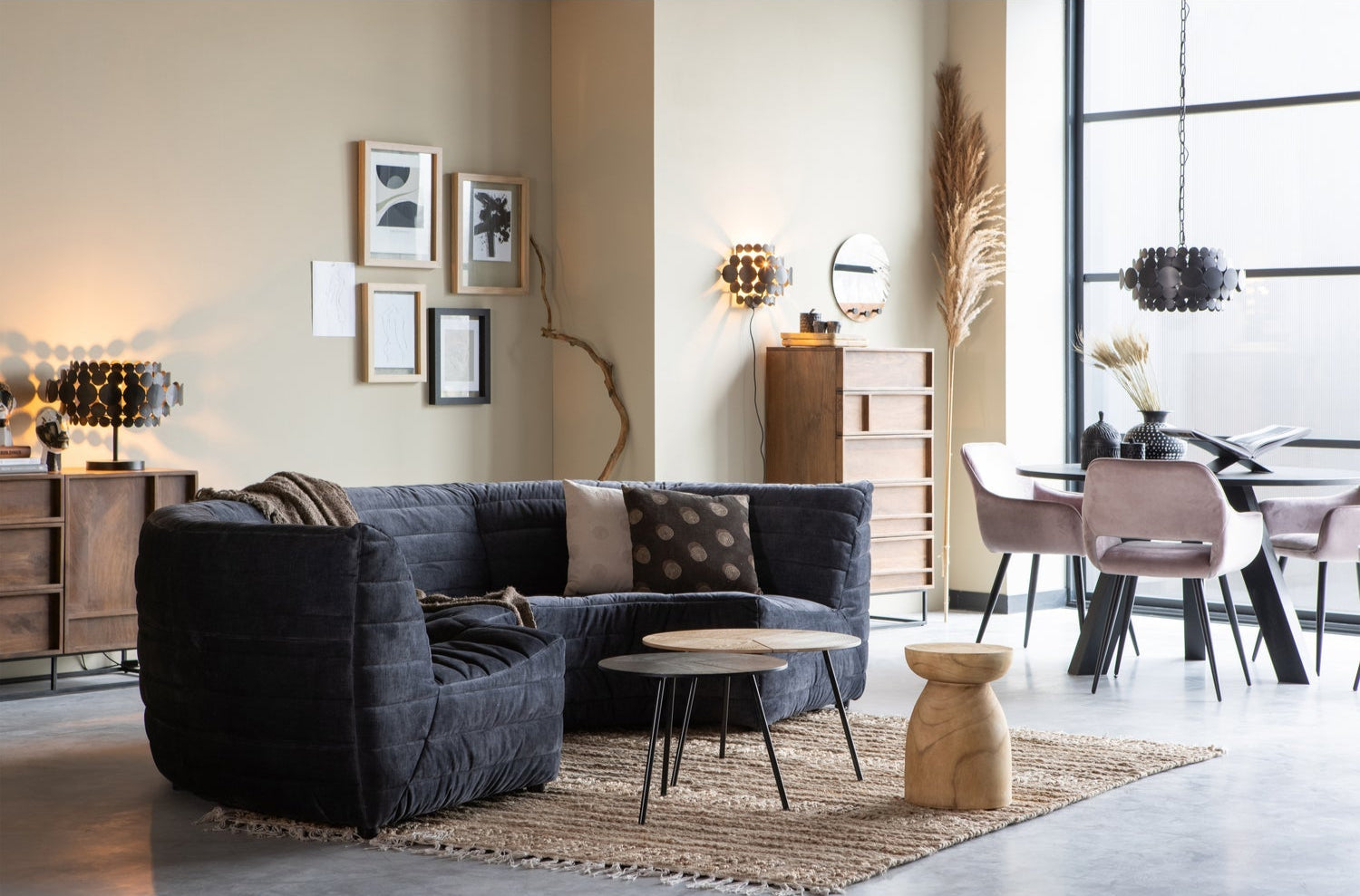 Round Table RHONDA TRIO Black Oak Wood