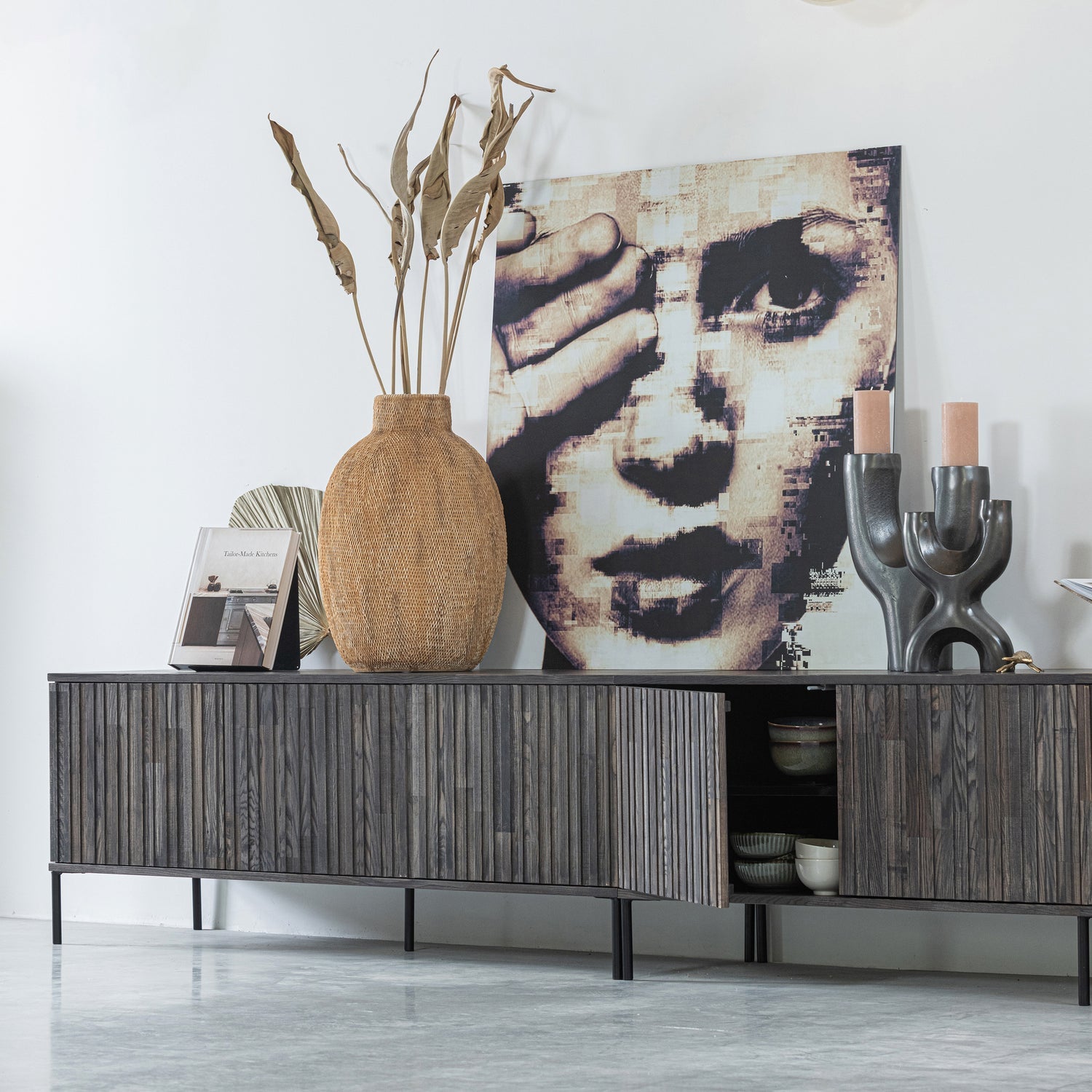 NEW GRAVURE TV Cabinet dark brown ash veneer
