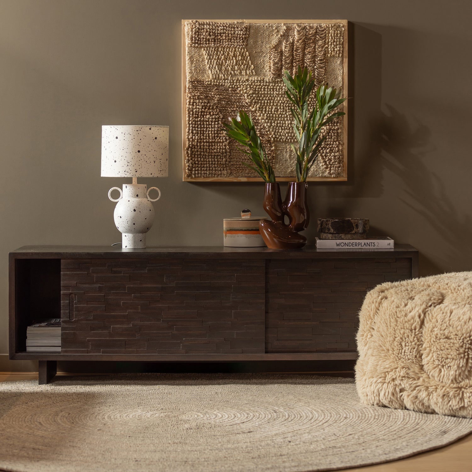 Round rug beige utopia