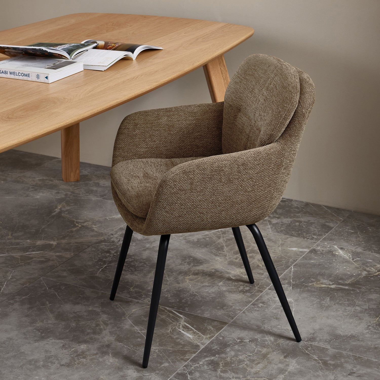 RUNA Chair dark sandy chenille