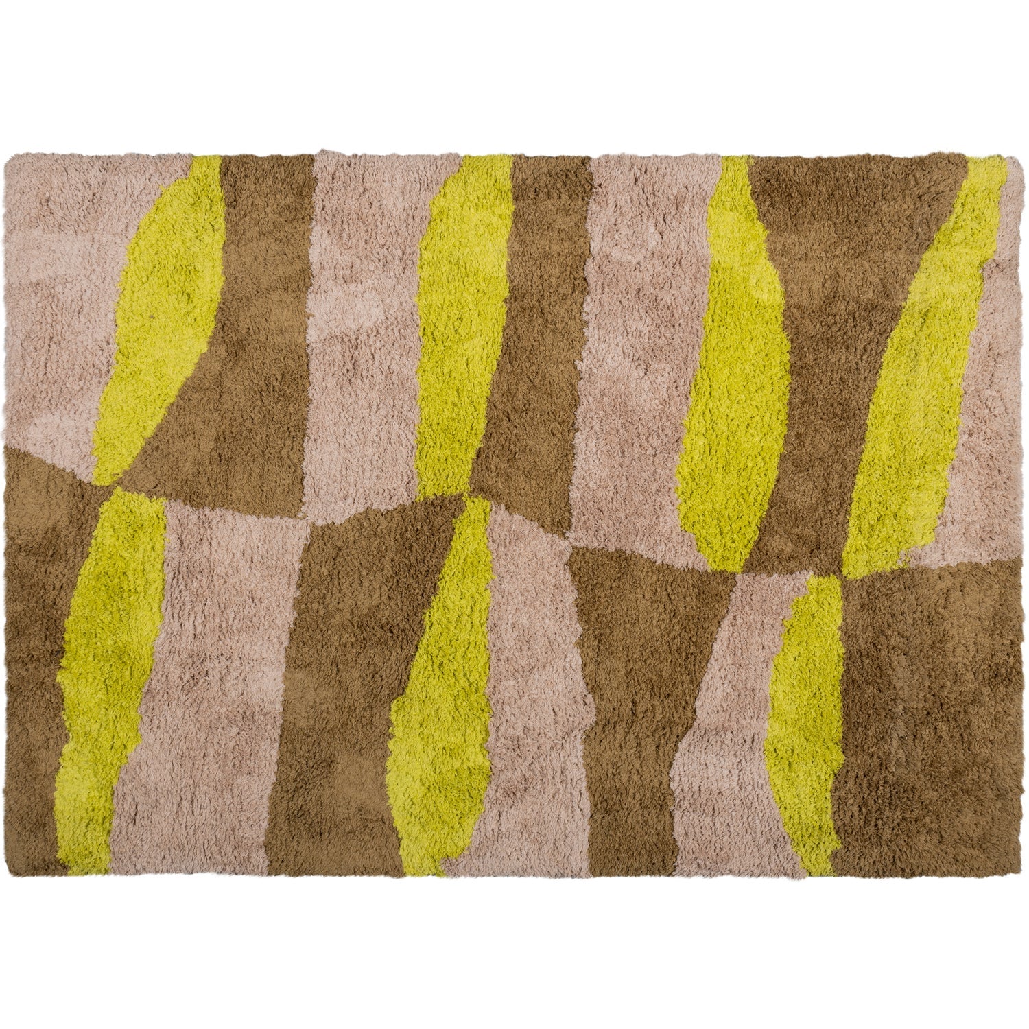MUSA Beige Long-Pile Carpet with Lime