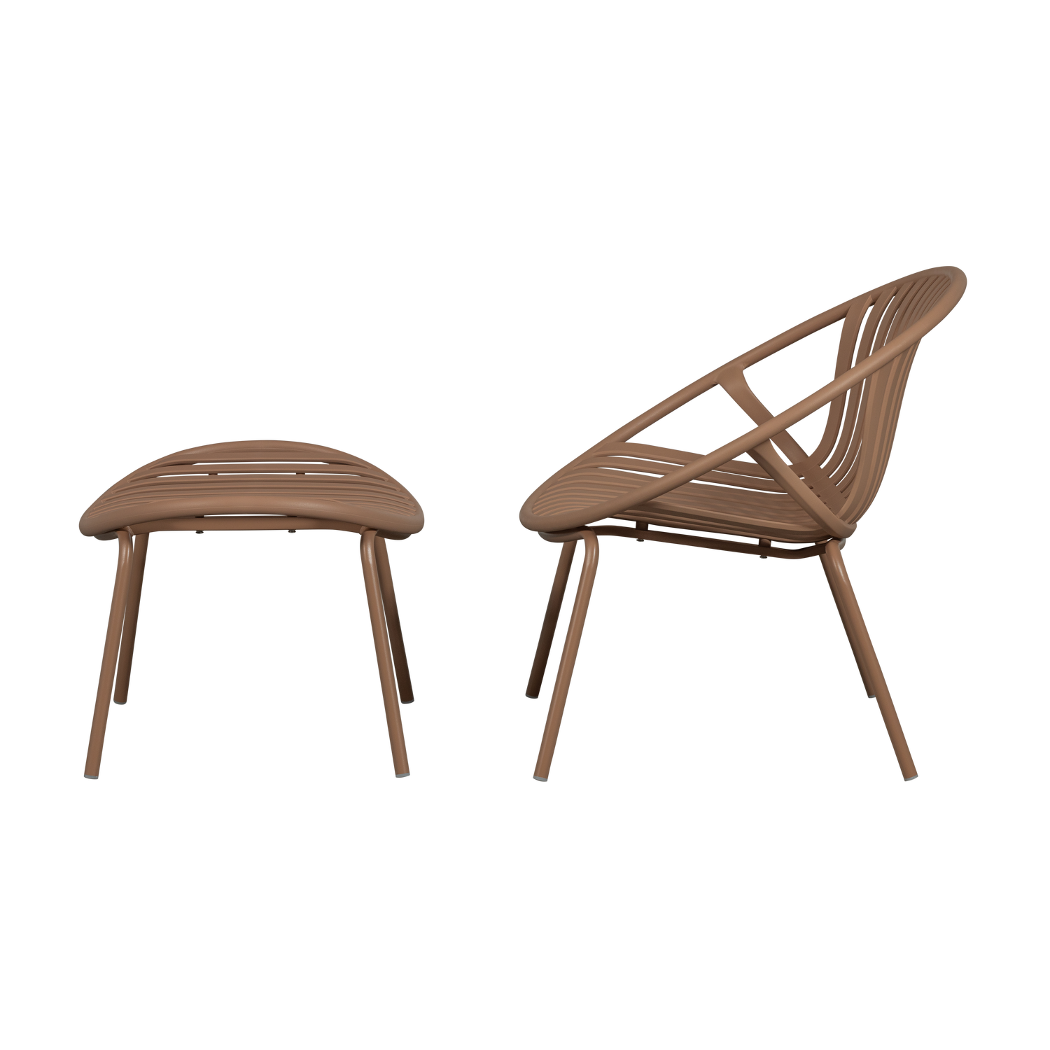 Garden Armchair with Footrest BRUCE Salmon