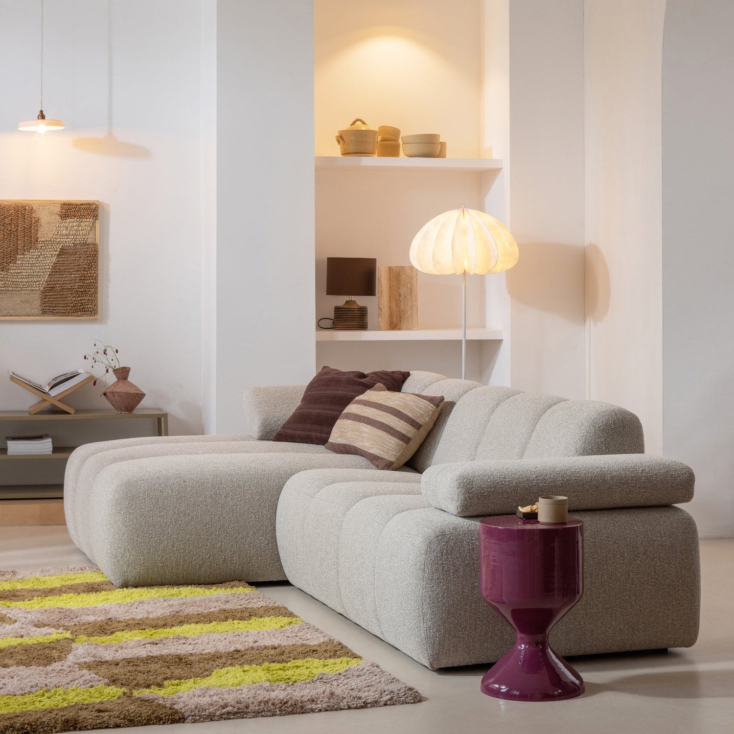 MOJO Modular Sofa - Left-Arm Chaise in Ecru Bouclé