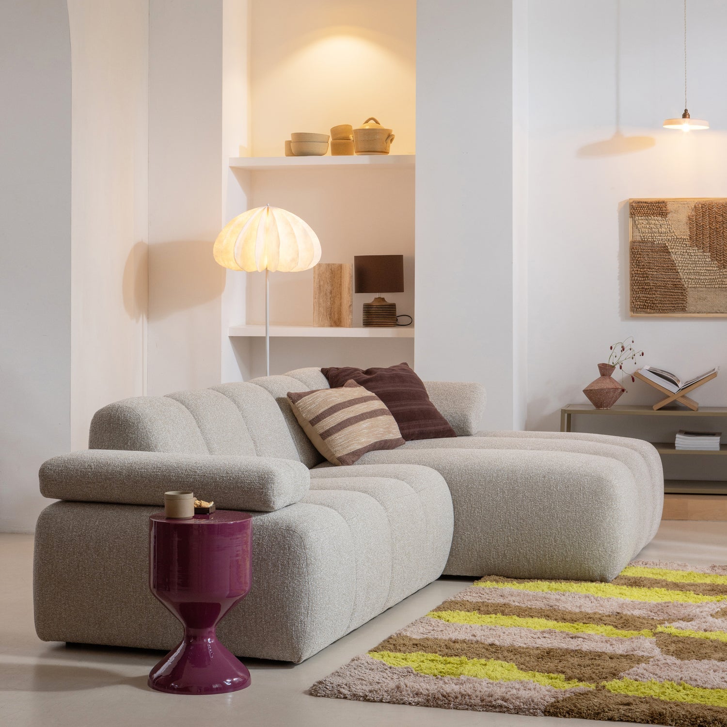 MOJO Modular Sofa - Right-Facing 1.5-Seater Ecru Bouclé