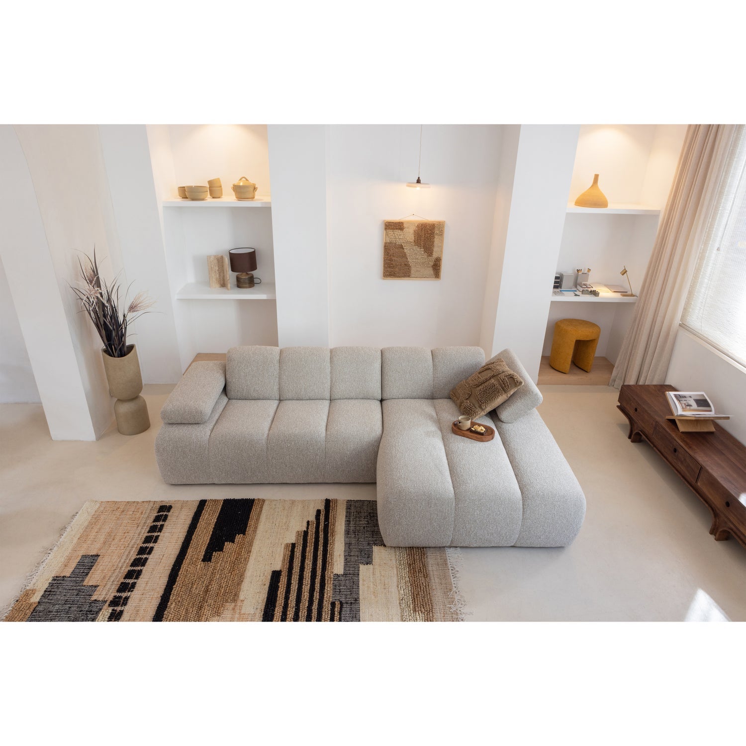 MOJO Modular Sofa - Right-Arm Chaise in Ecru Boucle