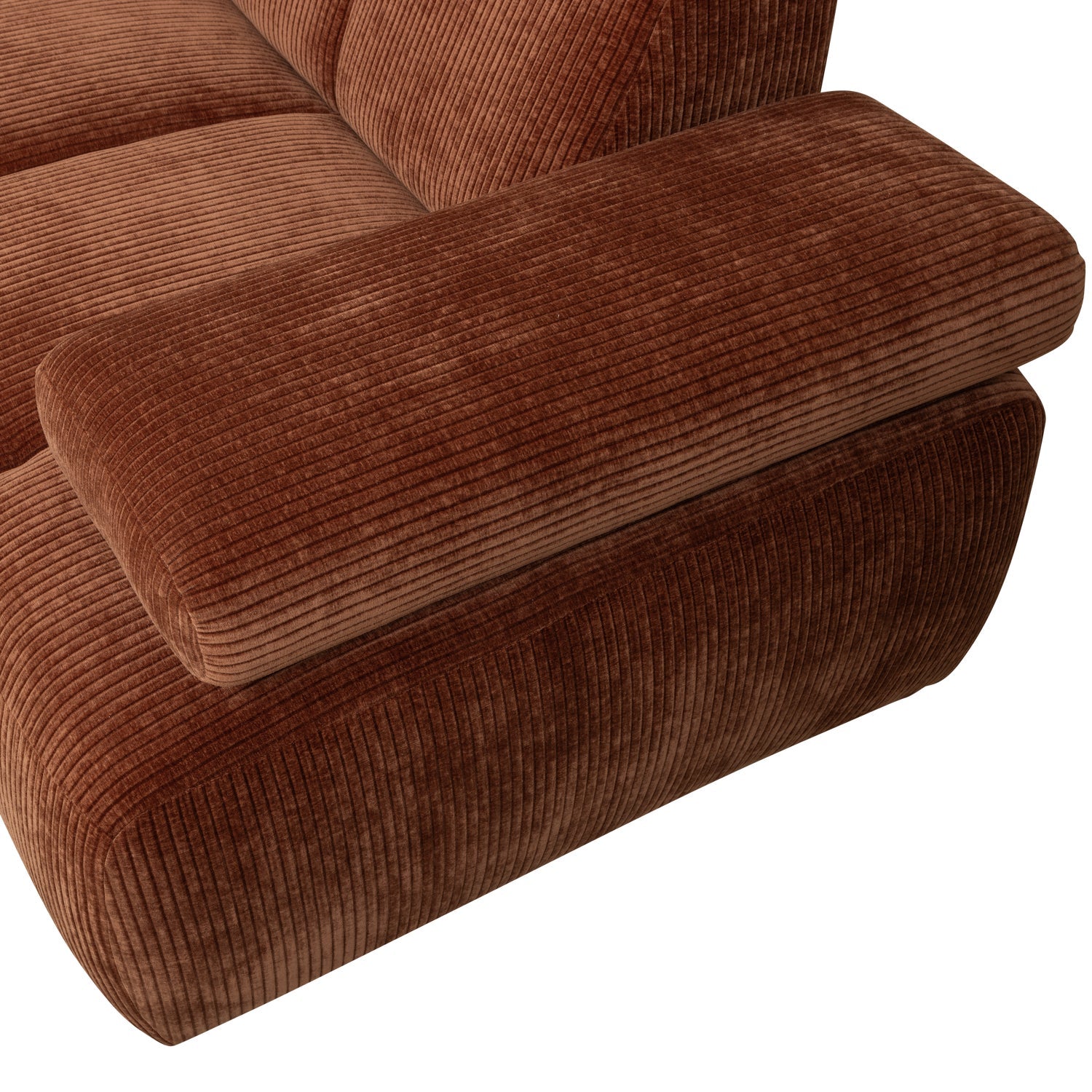 Left-facing modular corner sofa for 6 people MOJO in brown corduroy
