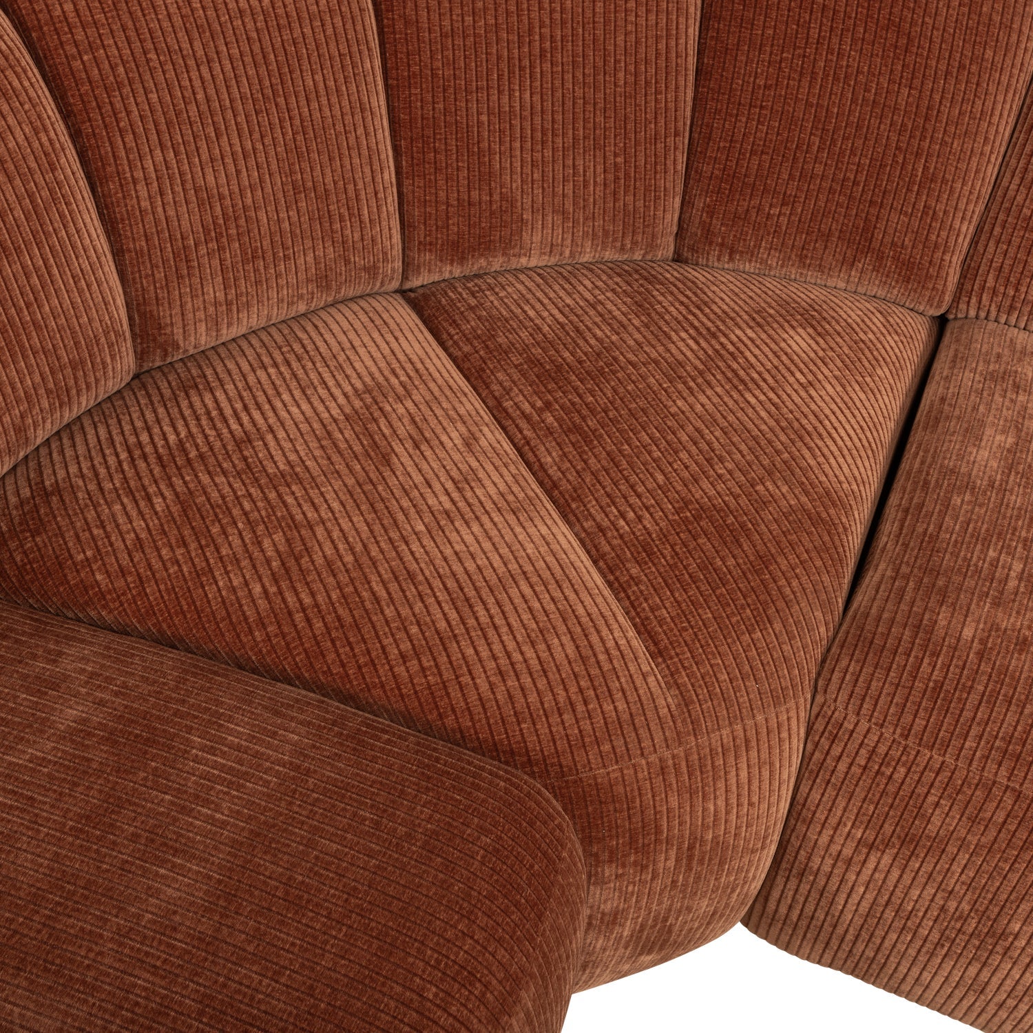 Left-facing modular corner sofa for 6 people MOJO in brown corduroy