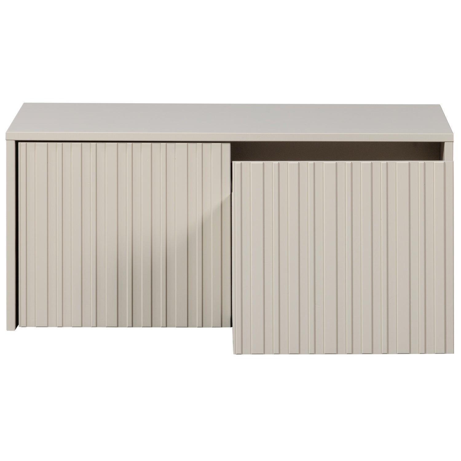 Bench with gravure drawers gray pine wood