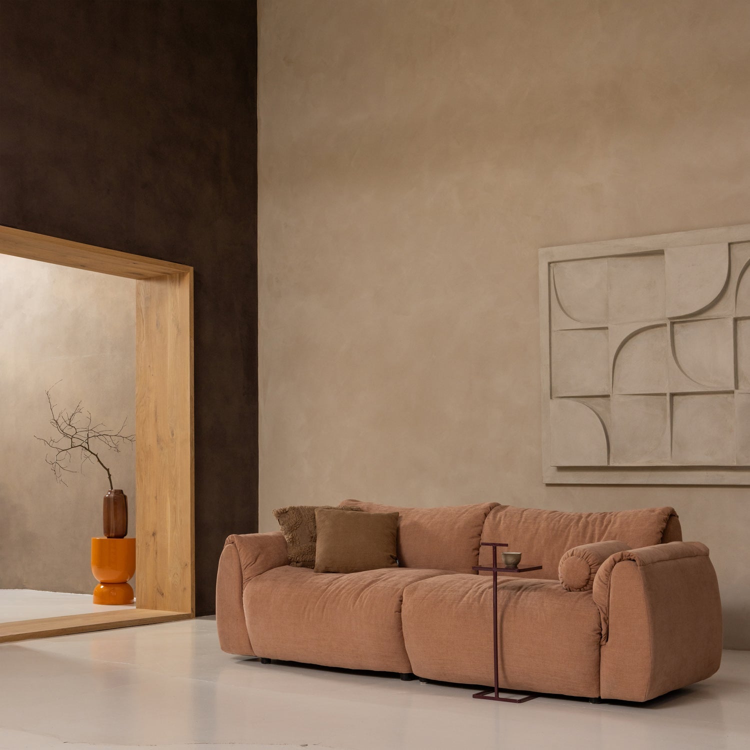 Sofa modułowa BAGGY - element prawostronny różowy