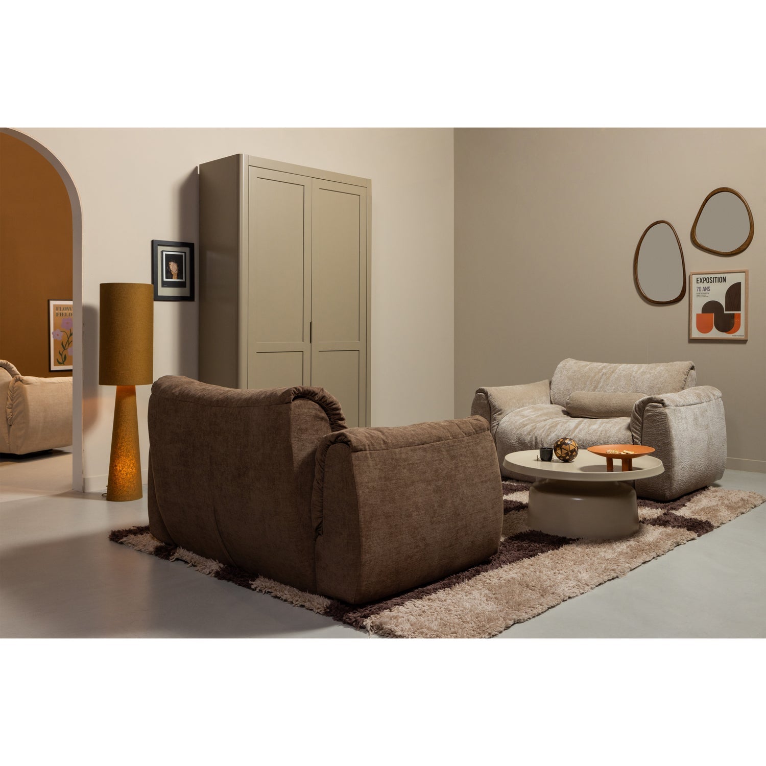 BAGGY brown armchair