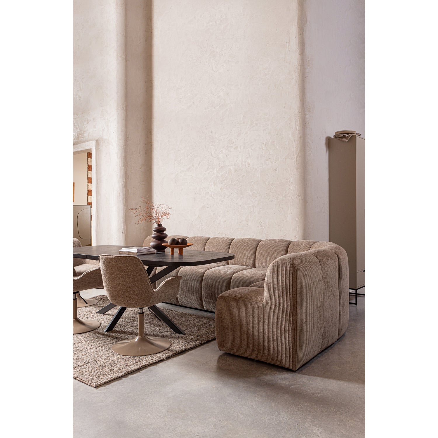 Křeslo / modul MOJO BENCH rezavě hnědý melange boucle