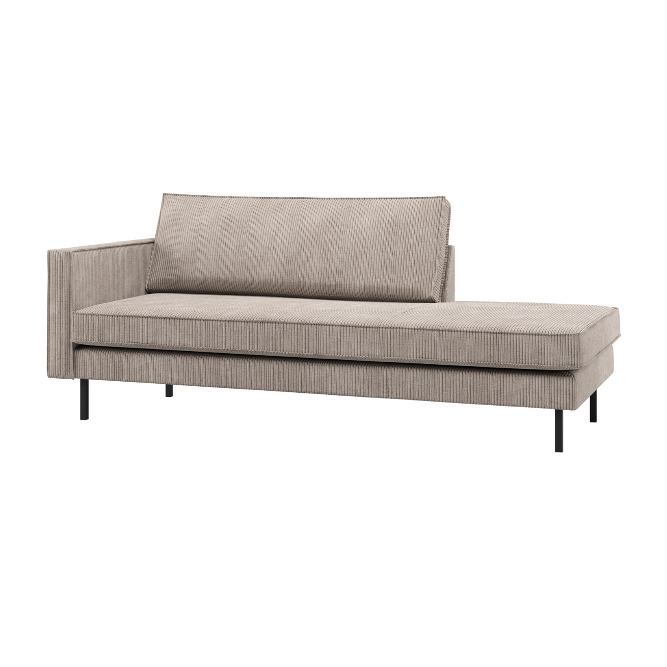 Left-facing RODEO chaise longue in sandy corduroy