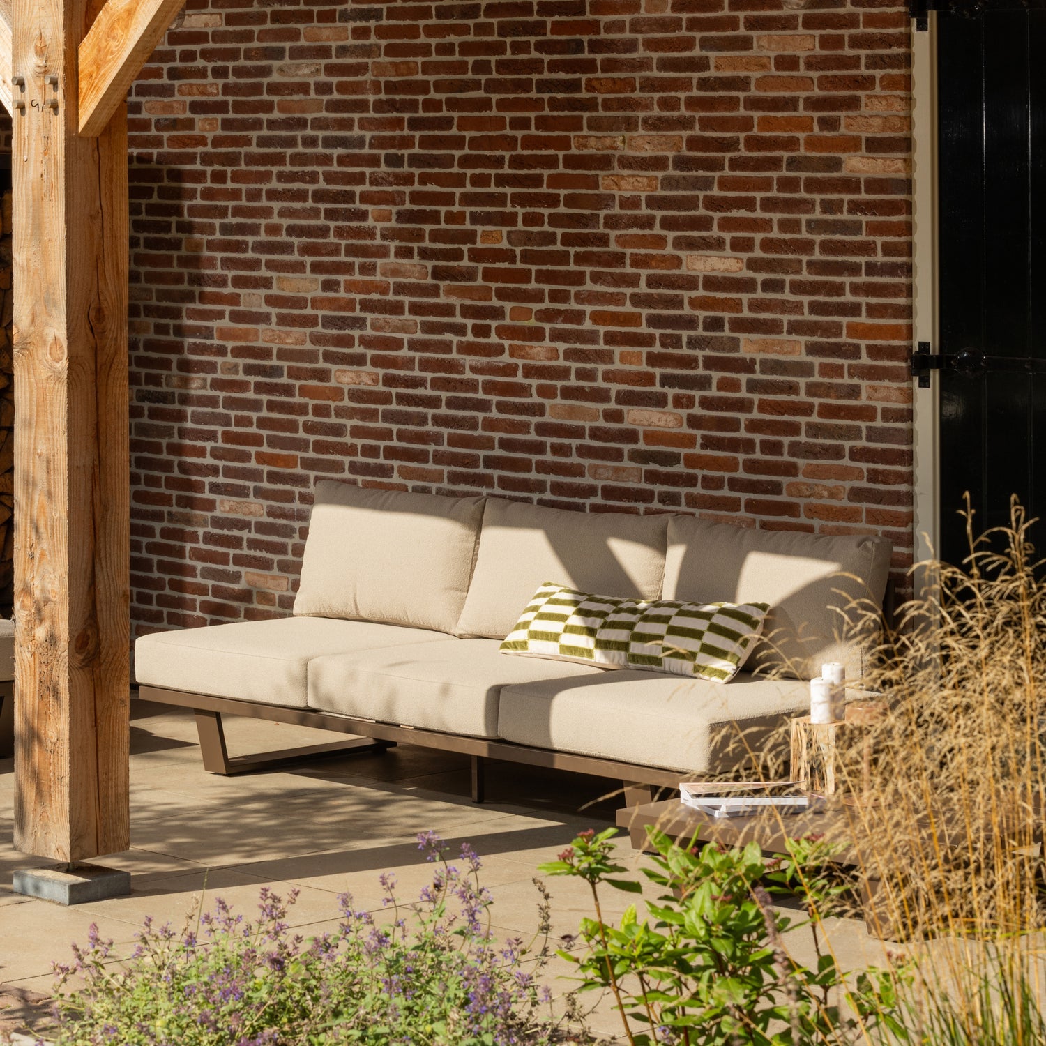 BEAR Brown 3-Seater Garden Sofa