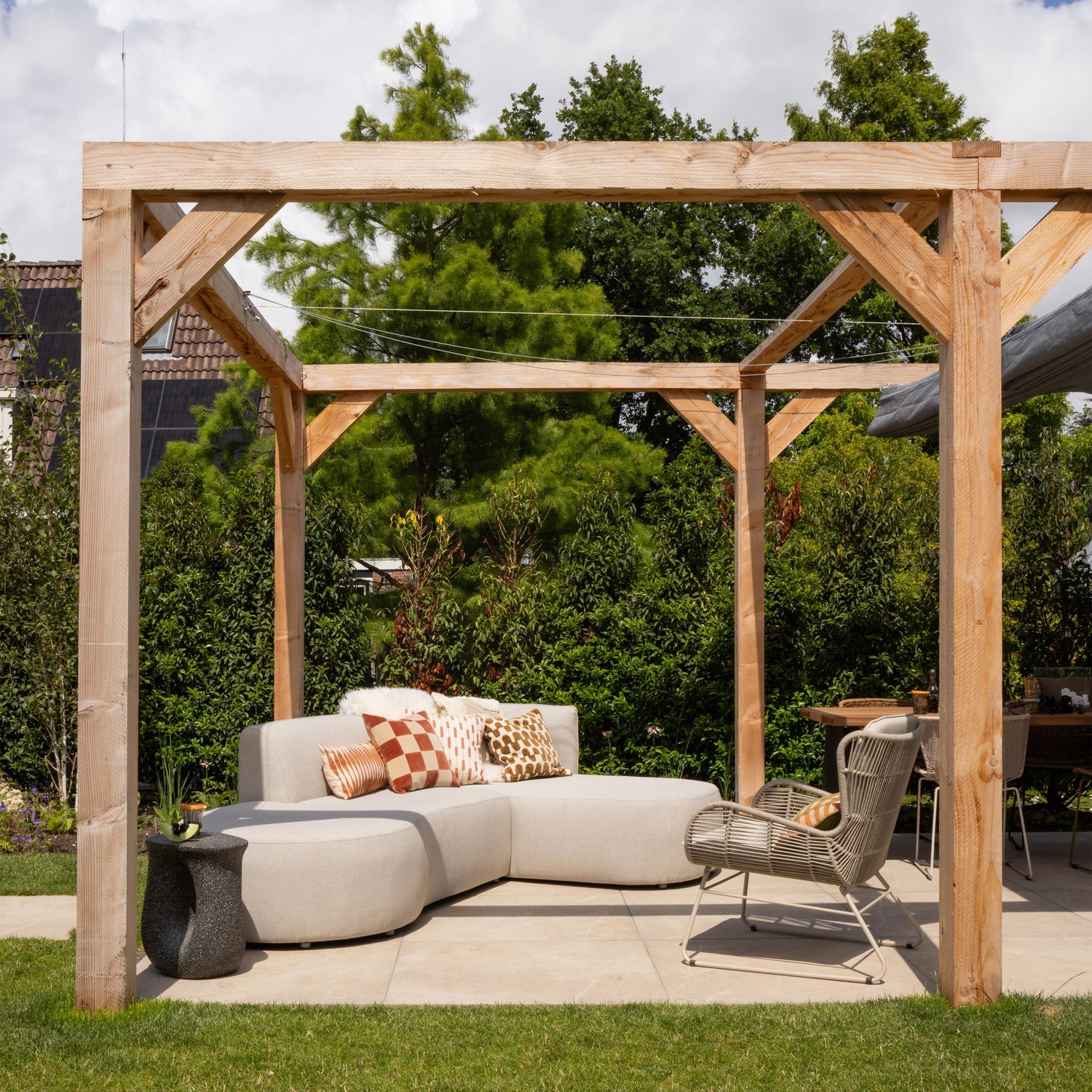 Pravostranný zahradní rohový gauč CHIOS béžový