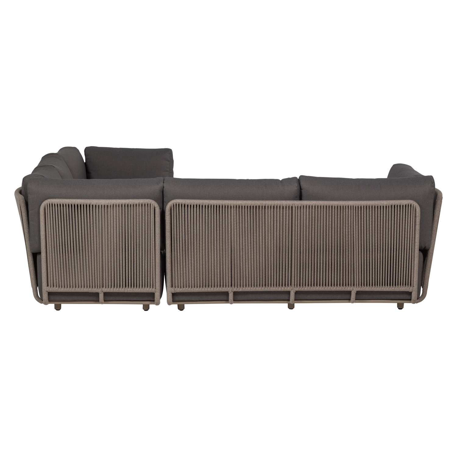 Symmetrical Garden Corner Sofa SORA in Gray with Brown Frame