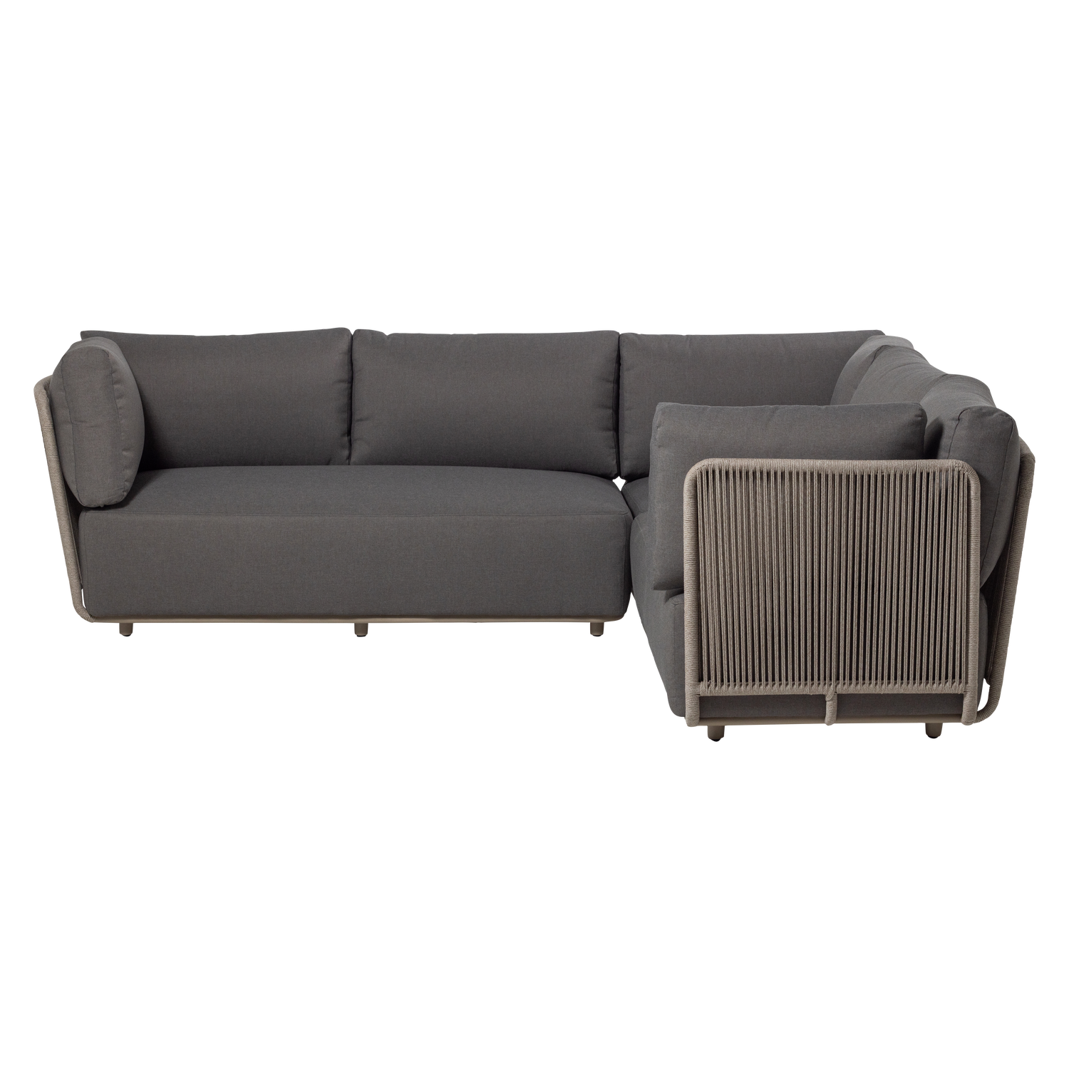 Symmetrical Garden Corner Sofa SORA in Gray with Brown Frame