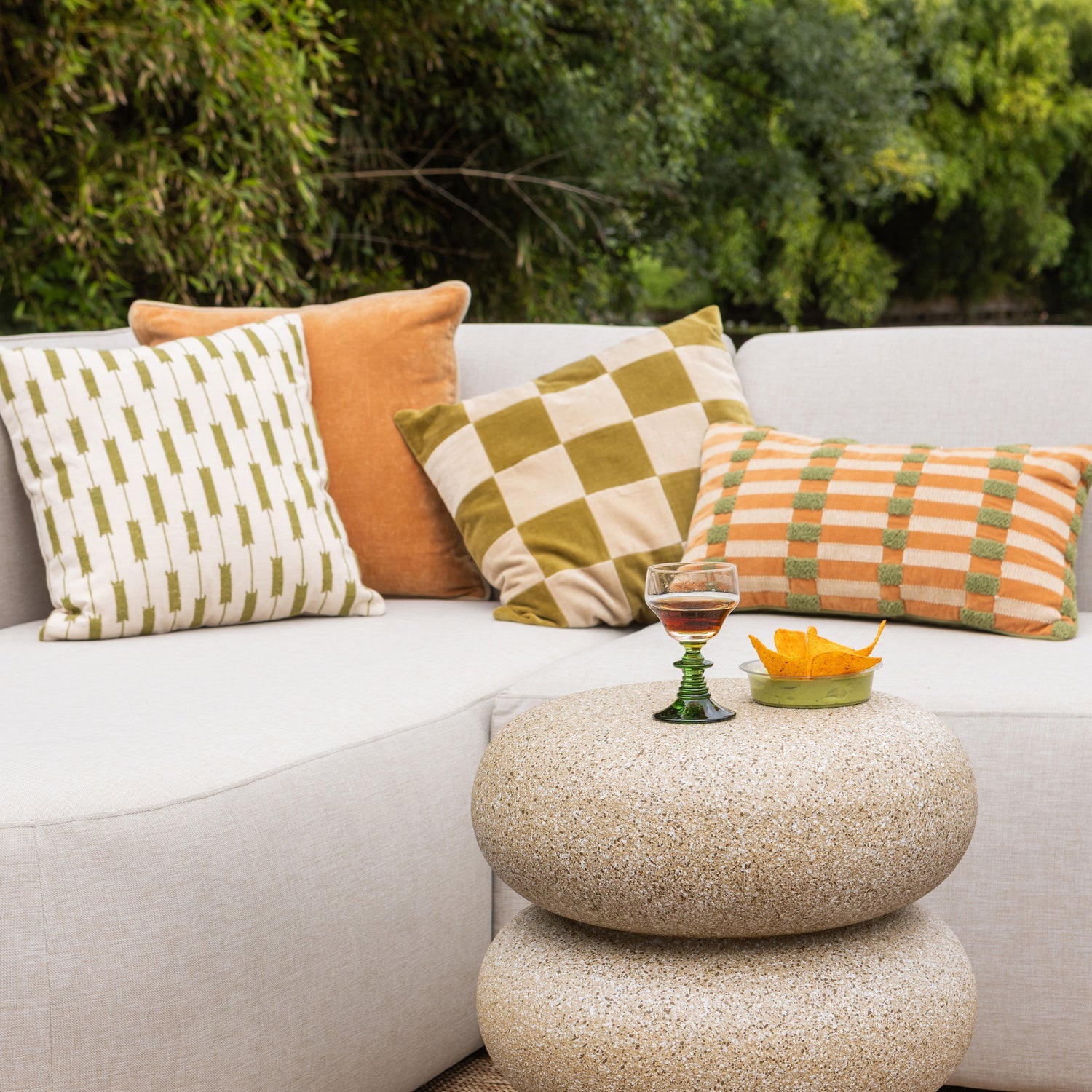 Sada polštářů VOLA zelená s oranžovou