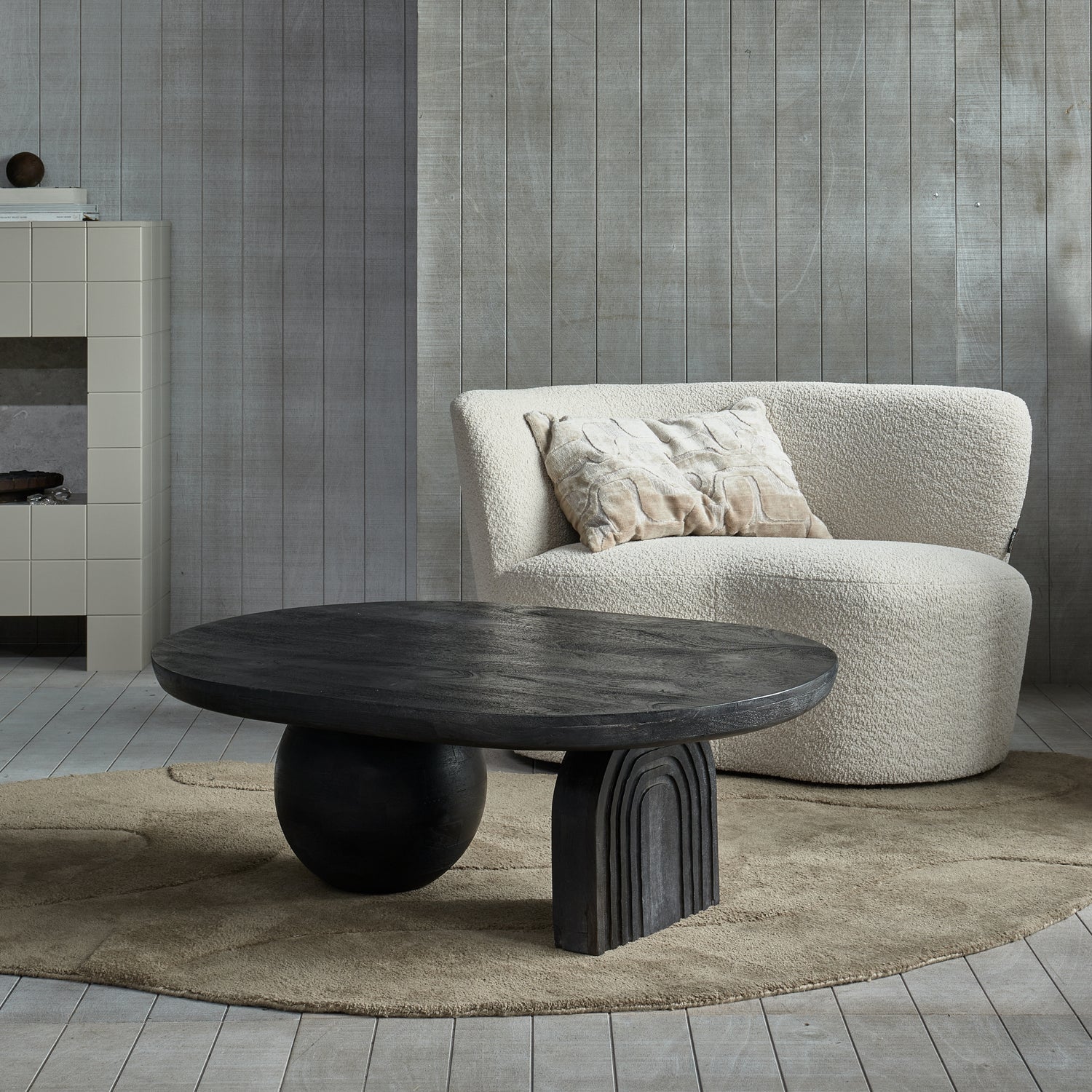 Sofa levostranná STONE krémový boucle