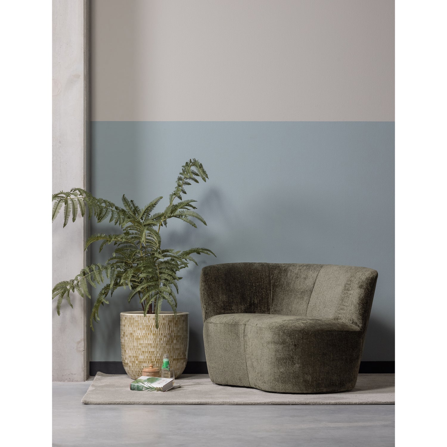 Sofa sametová levostranná STONE zelená