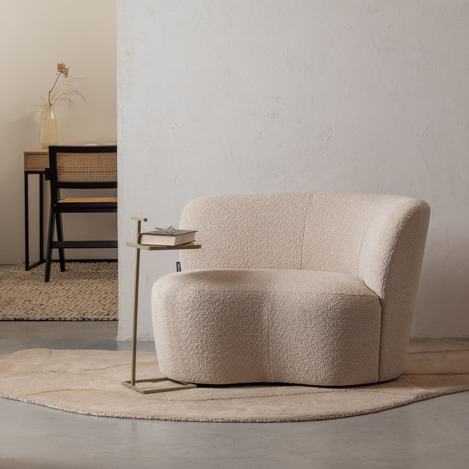 Pohovka pravostranná STONE krémový boucle