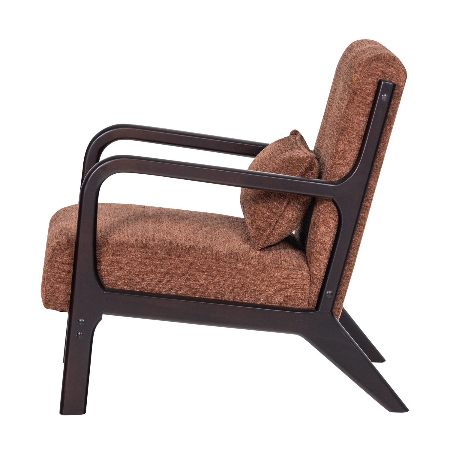 MARK Armchair in Brown Chenille with Black Base