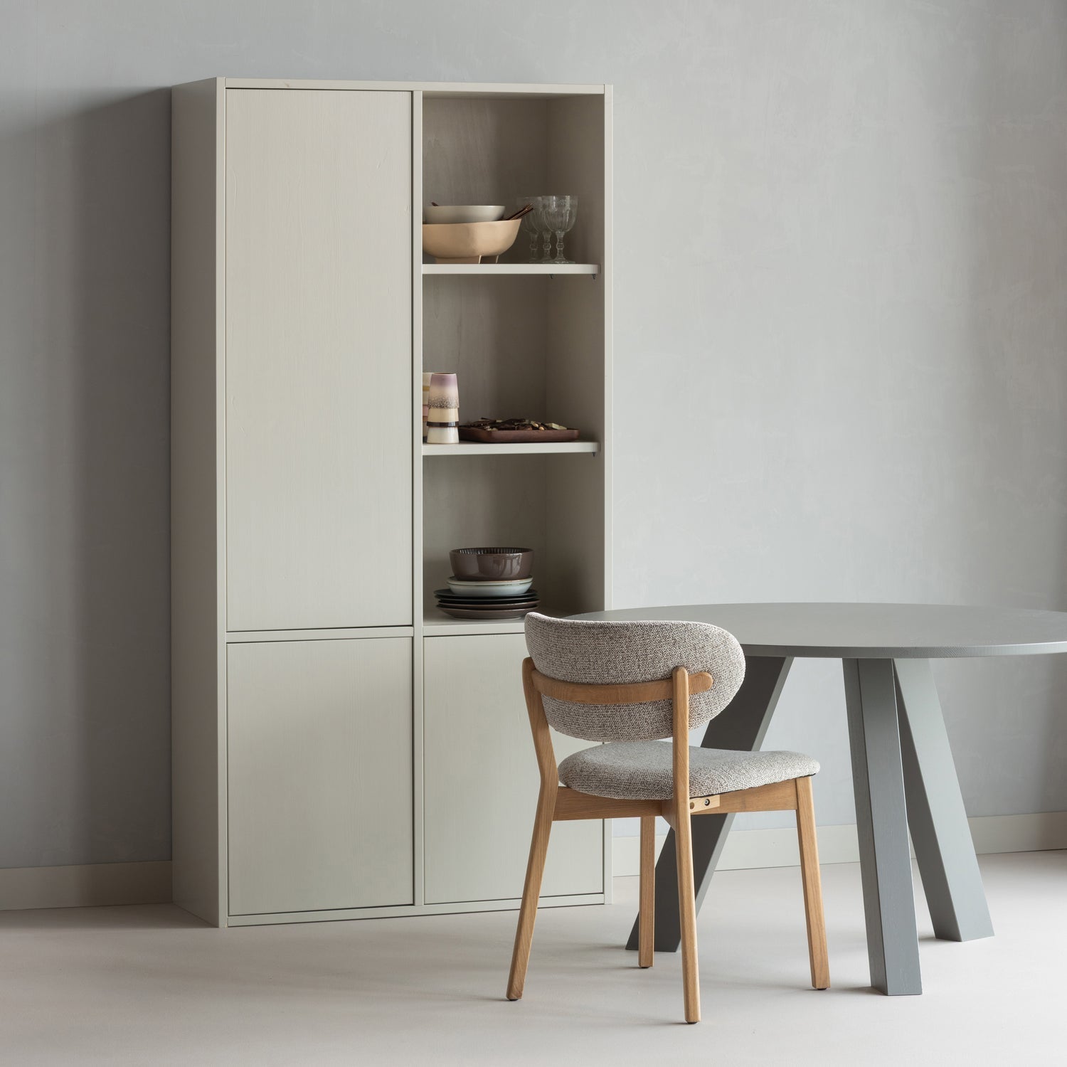 Round Table RHONDA TRIO Gray Oak Wood