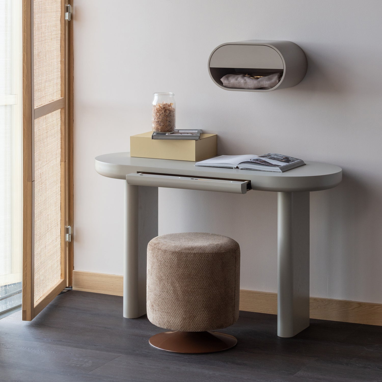 Otočný puf ISLEN světlá hnědá