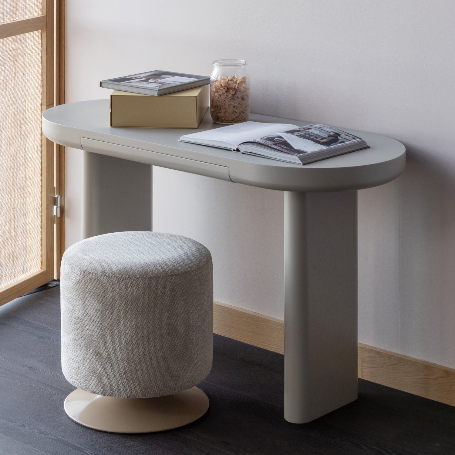 ISLEN Beige Swivel Pouf