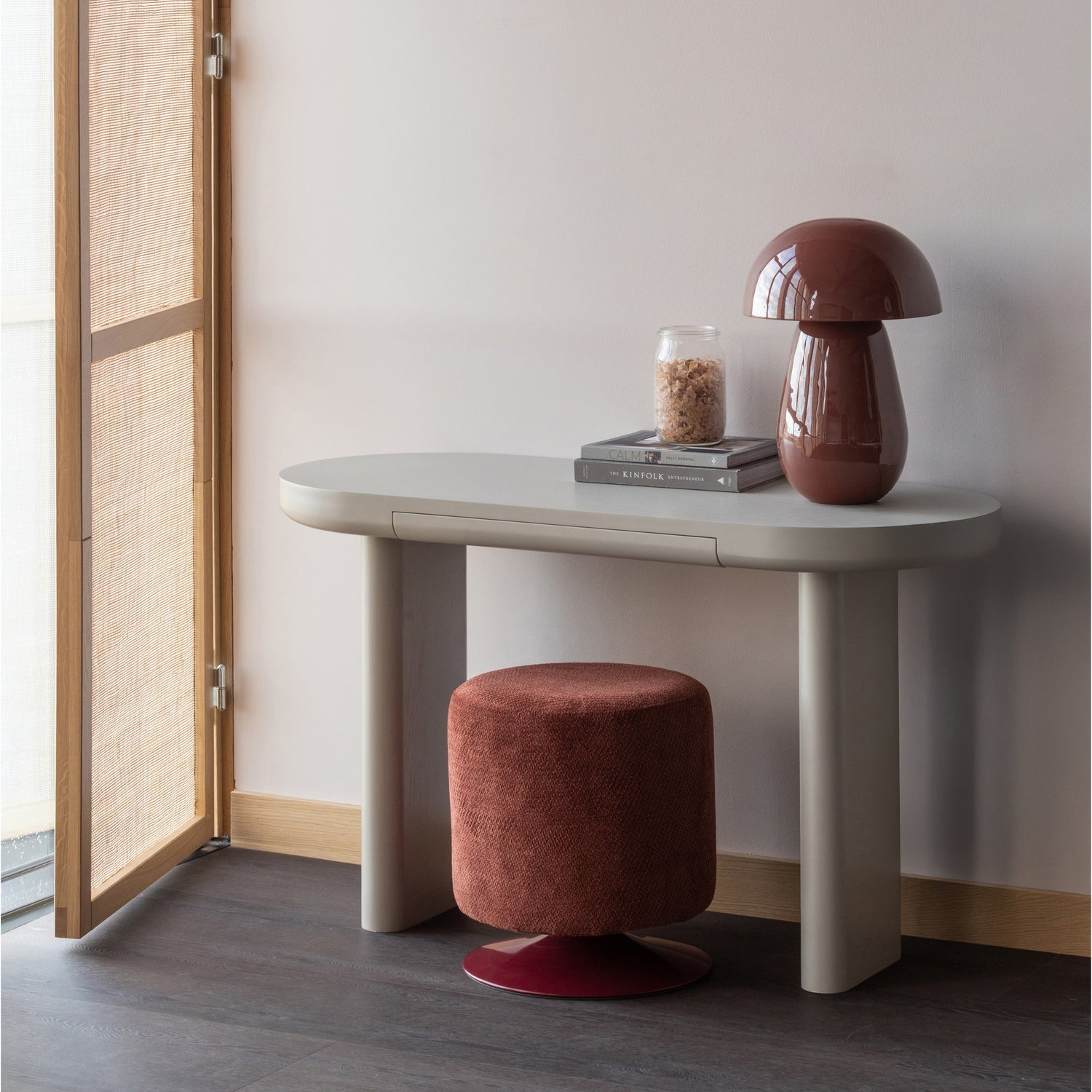 ISLEN Burgundy Swivel Pouf